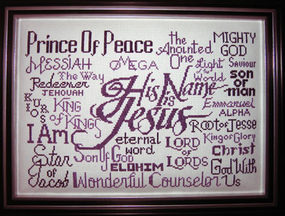 His Name is Jesus stitched by Pam Briere